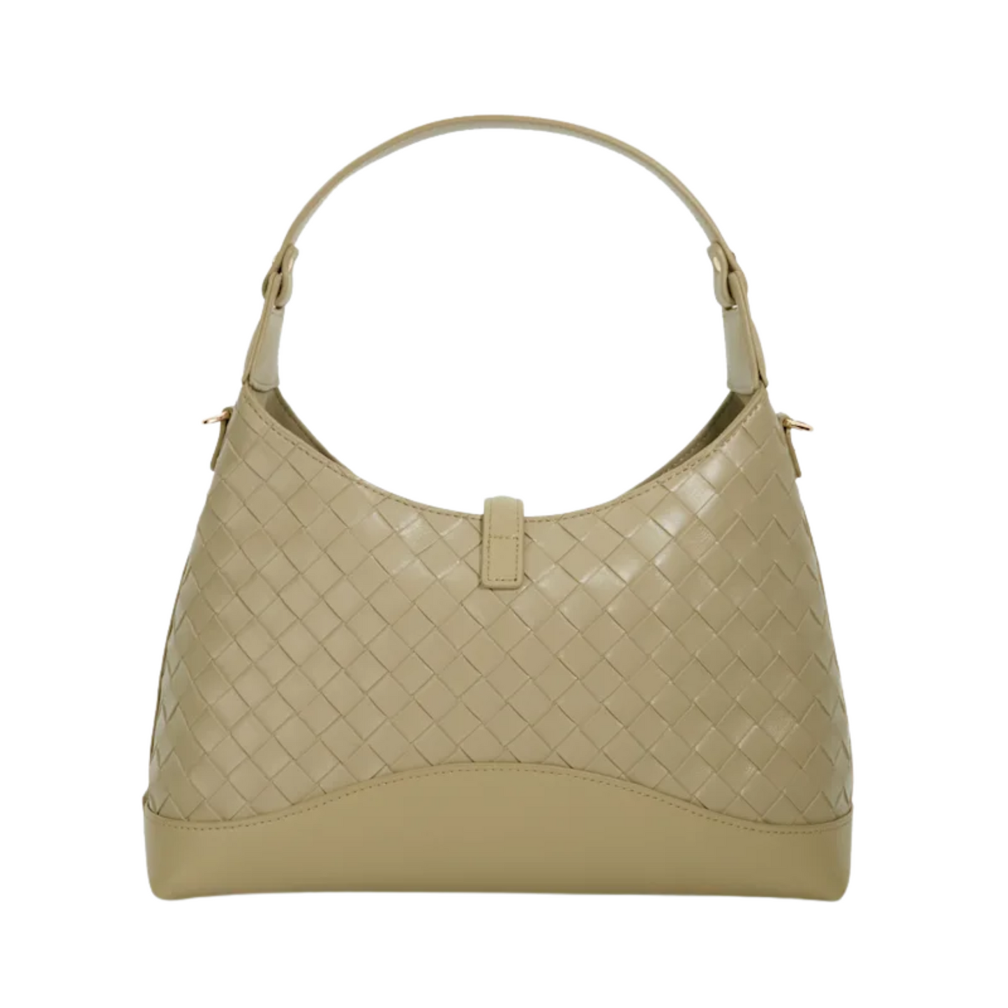 Woven Turn Lock Shoulder Bag