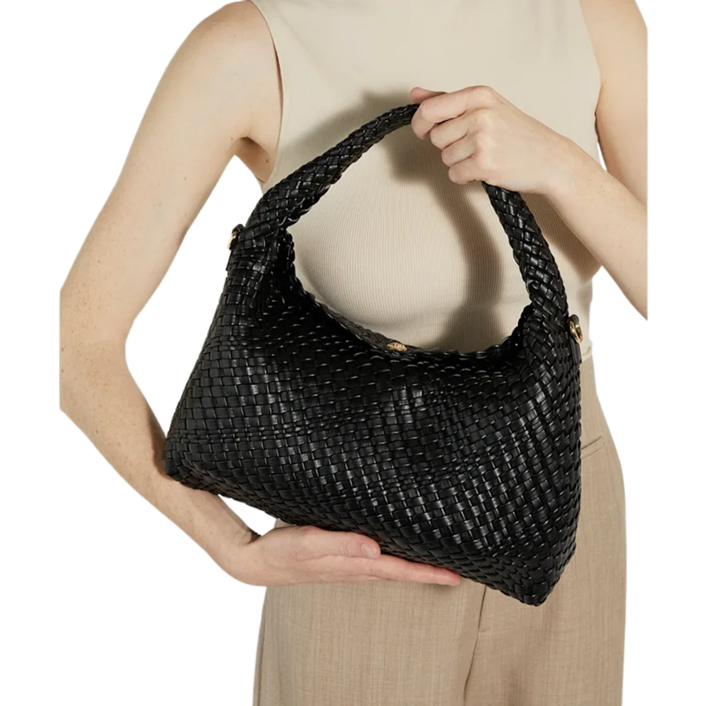 Black Woven Shoulder Bag